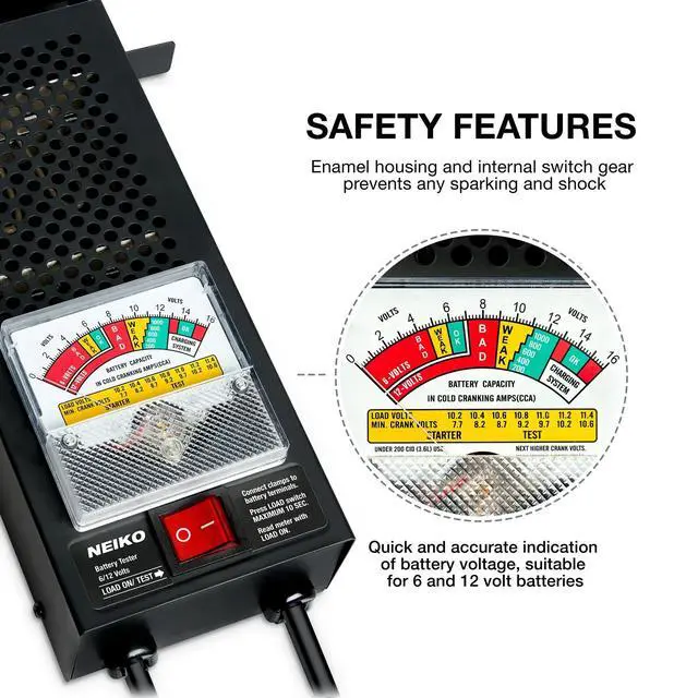 Alt view image 2 of 5 - 40510A Car Battery Tester | 100 AMP 6 and 12 Volt Automotive Load Checker | CCA Analyzer