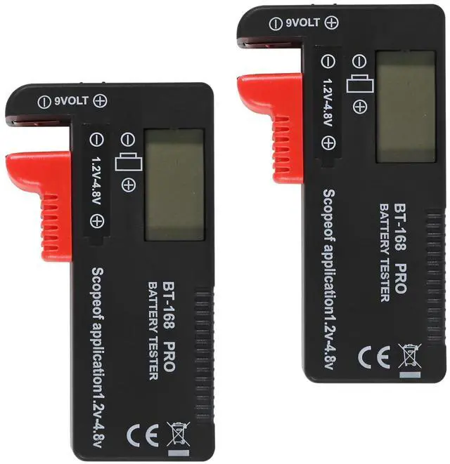 Main image of 2 Pack Battery Tester, Digital LCD Universal Battery Checker for AA AAA C D 9V 3.7V 1.5V Button Cell Household Batteries