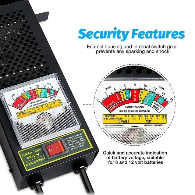 Alt view image 3 of 6 - Car Battery Load Tester, 6V-12V Battery Alternator Checker with Voltmeter & Alligator, Versatile Automotive Charging System Diagnosis for All Batteries, Universal for Vehicles