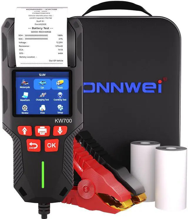 Main image of KW700 Car Battery Tester with Printer 12V/24V Battery Load Tester
