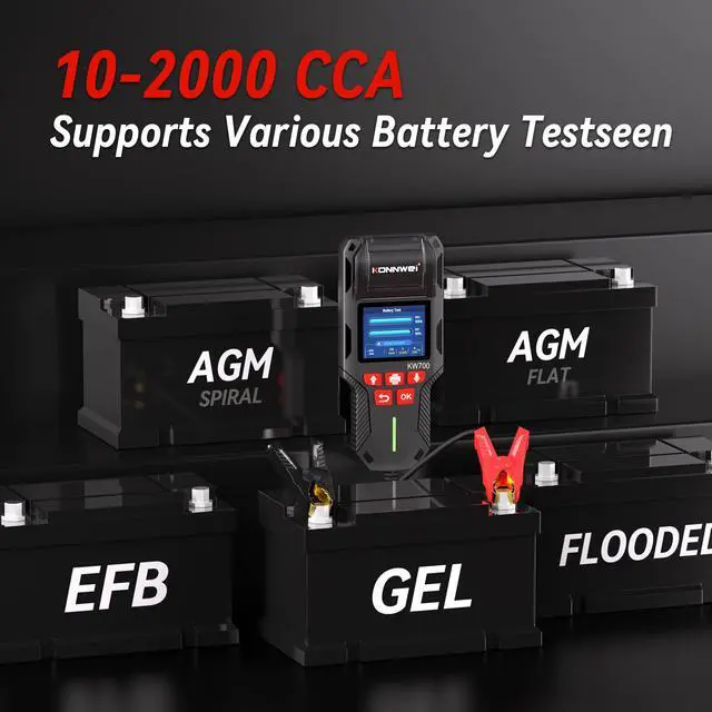 Alt view image 4 of 7 - KW700 Car Battery Tester with Printer 12V/24V Battery Load Tester
