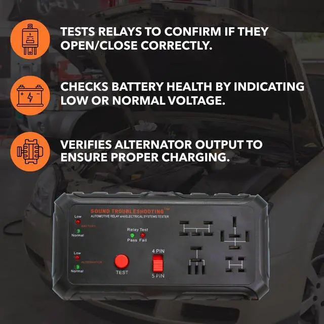 Alt view image 2 of 7 - 12V Automotive Relay Tester, Car Battery & Alternator Test Kit | Relay Switch & Circuit Inspector | Tests 4 & 5 Pin Relays | Battery Tester | Alternator Tester |Patented