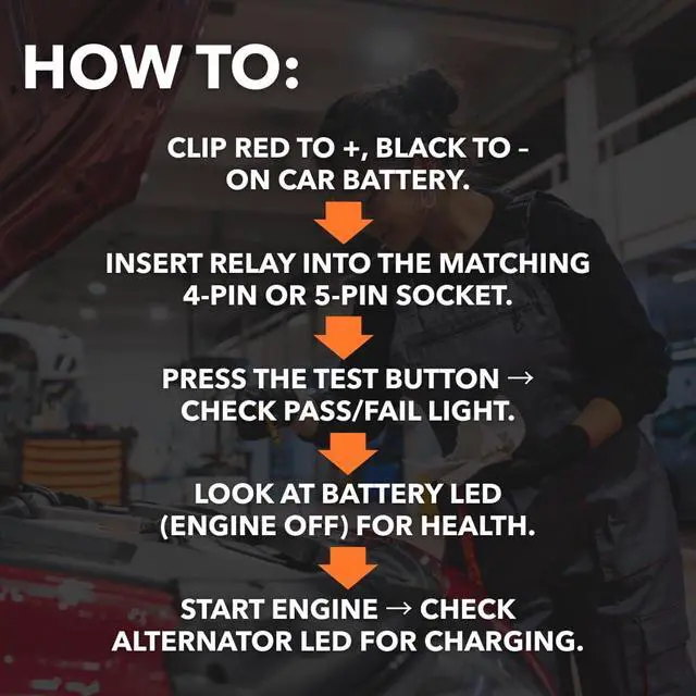 Alt view image 4 of 7 - 12V Automotive Relay Tester, Car Battery & Alternator Test Kit | Relay Switch & Circuit Inspector | Tests 4 & 5 Pin Relays | Battery Tester | Alternator Tester |Patented