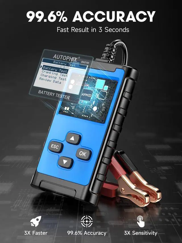 Alt view image 4 of 7 - BAS100 12V/24V Car Battery Tester, 100-2000 CCA Load Tester