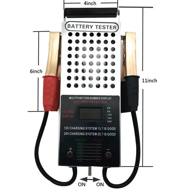 Alt view image 2 of 6 - Battery Load Tester, Car Battery Load Tester, 6/8/12/16/24V Battery Alternator Tester Digital Voltmeter and Alligator Clips Battery Voltage Tester and Charging System