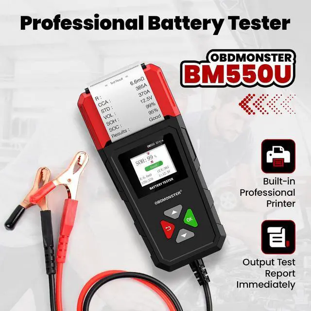 Alt view image 2 of 7 - Car Battery Tester with Built-in Printer BM550U, 6V/12V/24V