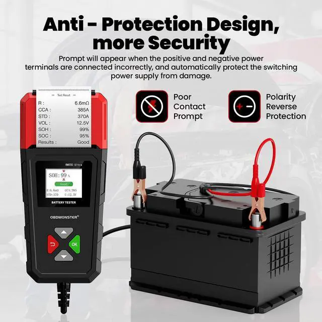 Alt view image 5 of 7 - Car Battery Tester with Built-in Printer BM550U, 6V/12V/24V