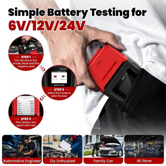 Alt view image 6 of 7 - Car Battery Tester with Built-in Printer BM550U, 6V/12V/24V