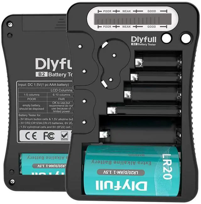 Main image of Battery Tester for AA AAA C D 9V, Button Cell & Household Batteries