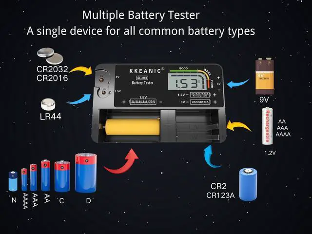 Alt view image 2 of 6 - Battery Tester for AA AAA C D 9V & Household Batteries Battery Checker