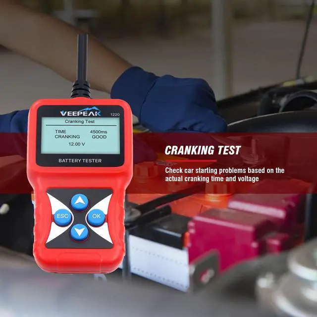Alt view image 3 of 7 - 12V Car Battery Tester, Load Tester Automotive 100-2000 CCA Alternator Analyzer Digital Battery Vehicle Charging & Cranking System Testing Tool for Cars Trucks Motorcycles Boats ATVs RVs