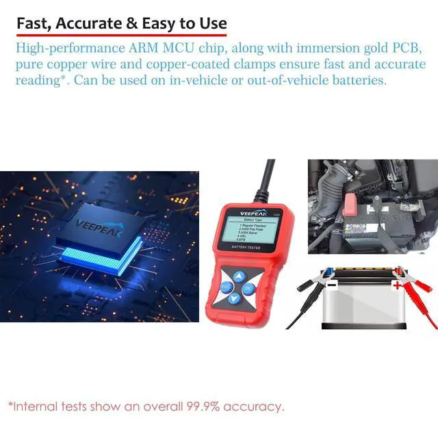 Alt view image 6 of 7 - 12V Car Battery Tester, Load Tester Automotive 100-2000 CCA Alternator Analyzer Digital Battery Vehicle Charging & Cranking System Testing Tool for Cars Trucks Motorcycles Boats ATVs RVs