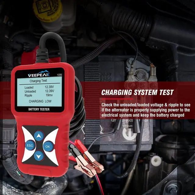 Alt view image 4 of 7 - 12V Car Battery Tester, Load Tester Automotive 100-2000 CCA Alternator Analyzer Digital Battery Vehicle Charging & Cranking System Testing Tool for Cars Trucks Motorcycles Boats ATVs RVs
