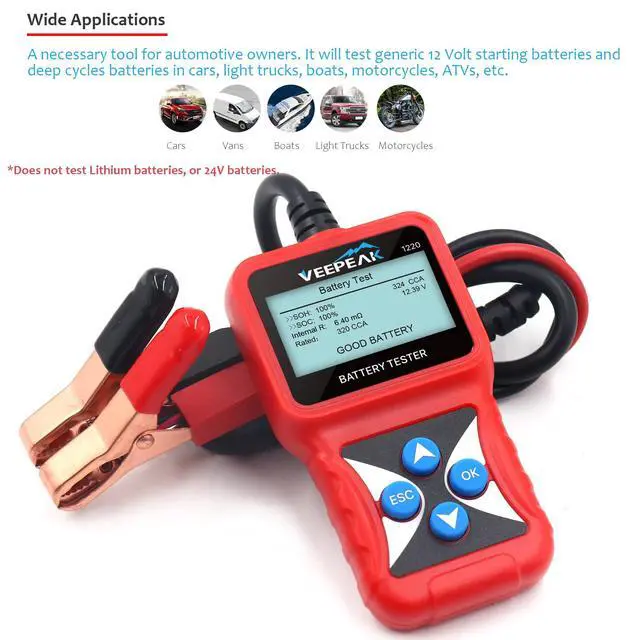 Alt view image 7 of 7 - 12V Car Battery Tester, Load Tester Automotive 100-2000 CCA Alternator Analyzer Digital Battery Vehicle Charging & Cranking System Testing Tool for Cars Trucks Motorcycles Boats ATVs RVs