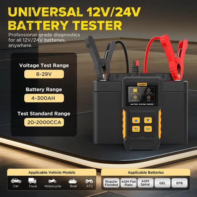 Alt view image 3 of 7 - BT360 Battery System Tester, Car Battery Tester DC Charging Cranking Test 100-2000 CCA, 2.4" Color LCD Battery Monitor, Digital Auto Analyzer for Vehicle Truck Motorcycle