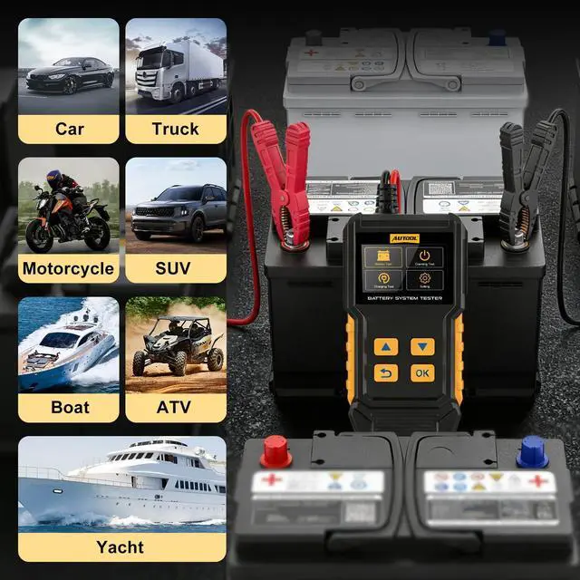 Alt view image 7 of 7 - BT360 Battery System Tester, Car Battery Tester DC Charging Cranking Test 100-2000 CCA, 2.4" Color LCD Battery Monitor, Digital Auto Analyzer for Vehicle Truck Motorcycle