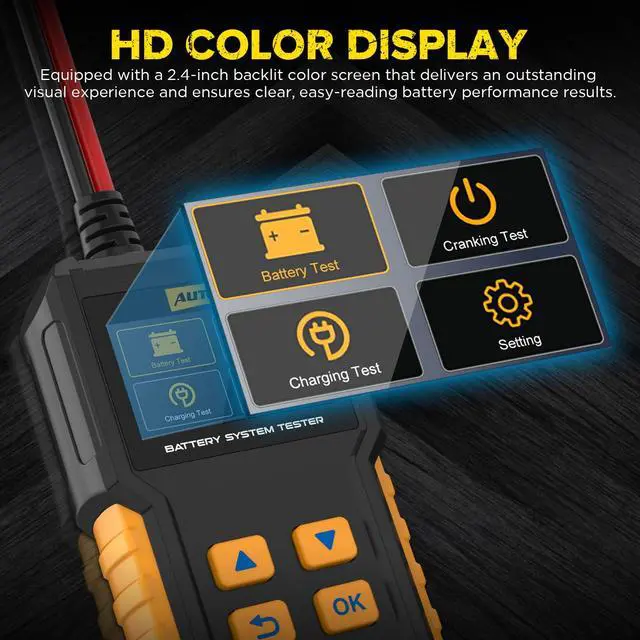 Alt view image 6 of 7 - BT360 Battery System Tester, Car Battery Tester DC Charging Cranking Test 100-2000 CCA, 2.4" Color LCD Battery Monitor, Digital Auto Analyzer for Vehicle Truck Motorcycle