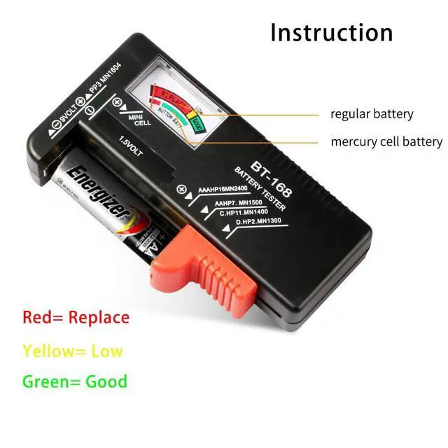 Alt view image 4 of 5 - 2 Pack Battery Tester, Universal Battery Checker for AA/AAA/C/D / 9V / 1.5V Button Cell Batteries Household Battery Life Level Testers Power Monitor Meter (Requires No Battery for Operation)