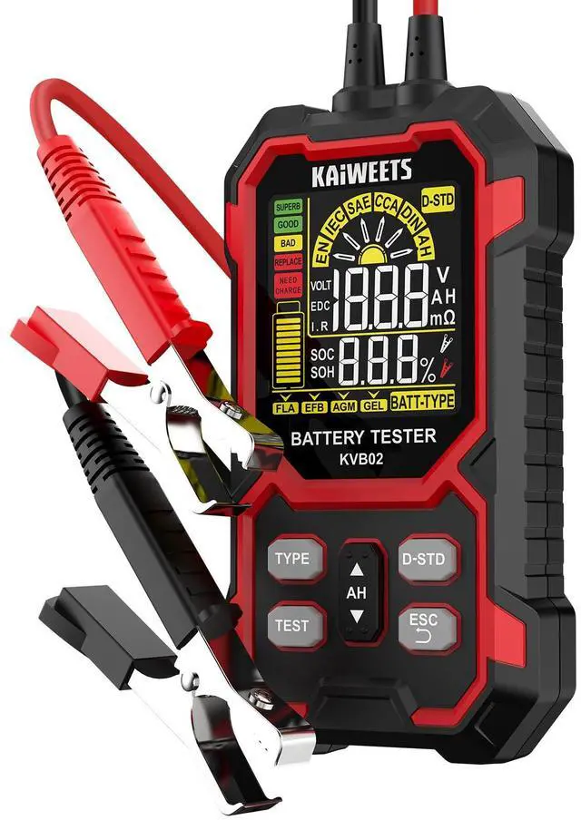Main image of Car Battery Tester, 12V/24V Automotive Battery Diagnostic Tool, 50-2000 CCA Load Capacity, Digital Battery Analyzer & Voltage Meter for Cars, Trucks, Motorcycles, SUVs, Boats & Marine Use