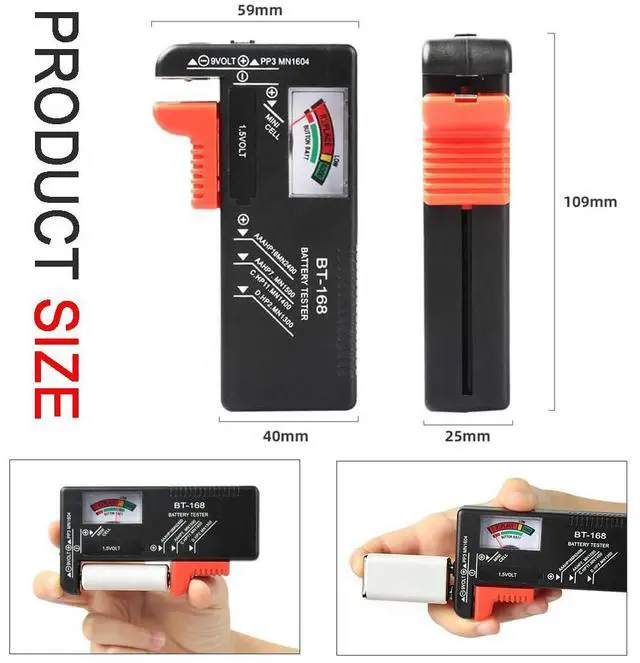 Alt view image 2 of 7 - 2Pcs Battery Tester for AA AAA C D 9V 1.5V Household Batteries