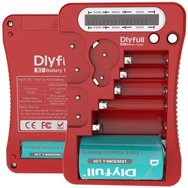 Main image of Battery Tester for AA AAA C D 9V 1.5V/3V Button, Batteries Checker