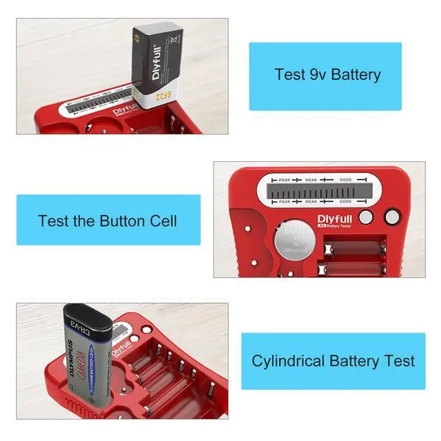 Alt view image 4 of 6 - Battery Tester for AA AAA C D 9V 1.5V/3V Button, Batteries Checker