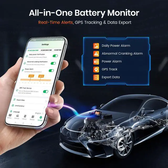 Alt view image 5 of 7 - BM300 Pro Battery Monitor - 6V/12V/24V Universal with Bluetooth 5.3 & Reinforced Design, Charging & Cranking Tests, Real-Time Alerts for Lead-Acid & Lithium Batteries in RV, Truck, Marine & More