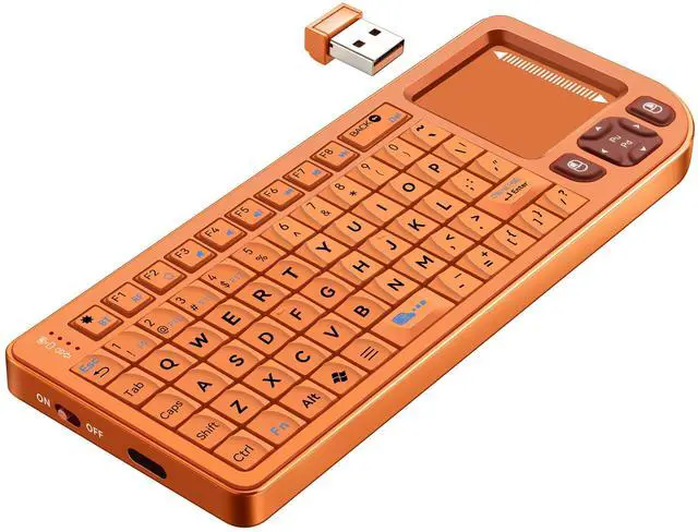 Main image of Mini Bluetooth Keyboard with Touchpad Sturdy Aluminum Frame, Rechargeable & Portable Seamless Connectivity for iPad, Mac, PC The Perfect Companion for Smart Home, IT Tech & Field Service-Orange