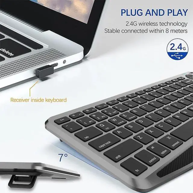 Alt view image 5 of 7 - 2.4G Wireless Bluetooth Dual Mode Connection TV Keyboard with Touchpad Media Control Multimedia Rechargeable 7Color Backlit Keyboard for Computer, Smart TV, Desktop, Laptop, iPad, Tablet