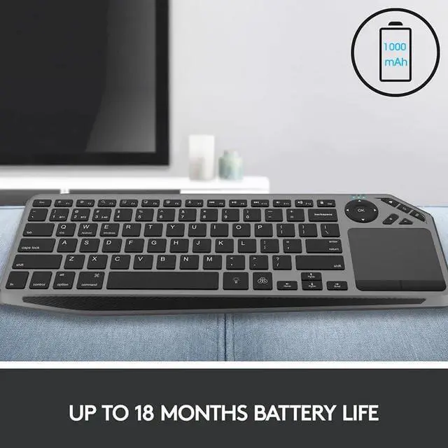 Alt view image 7 of 7 - 2.4G Wireless Bluetooth Dual Mode Connection TV Keyboard with Touchpad Media Control Multimedia Rechargeable 7Color Backlit Keyboard for Computer, Smart TV, Desktop, Laptop, iPad, Tablet