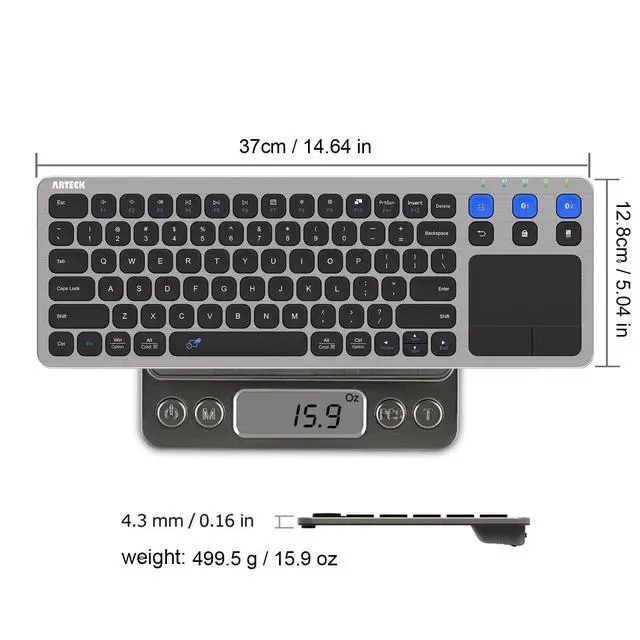 Alt view image 5 of 7 - Universal 2.4G Wireless and Bluetooth Touch TV Keyboard Multi-Device with Easy Media Control and Build-in Touchpad Keyboard for Smart TV, TV Box, TV-Connected Computer, Mac, HTPC