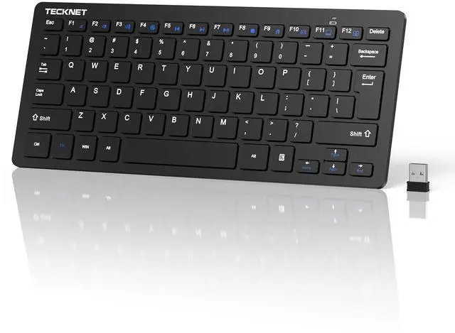 Main image of 2.4G Wireless Keyboard - Mini Compact Keyboard with Media Hotkeys, 12-Month Battery Life, Compatible with PC, Desktop, Laptop, Smart TV - Black