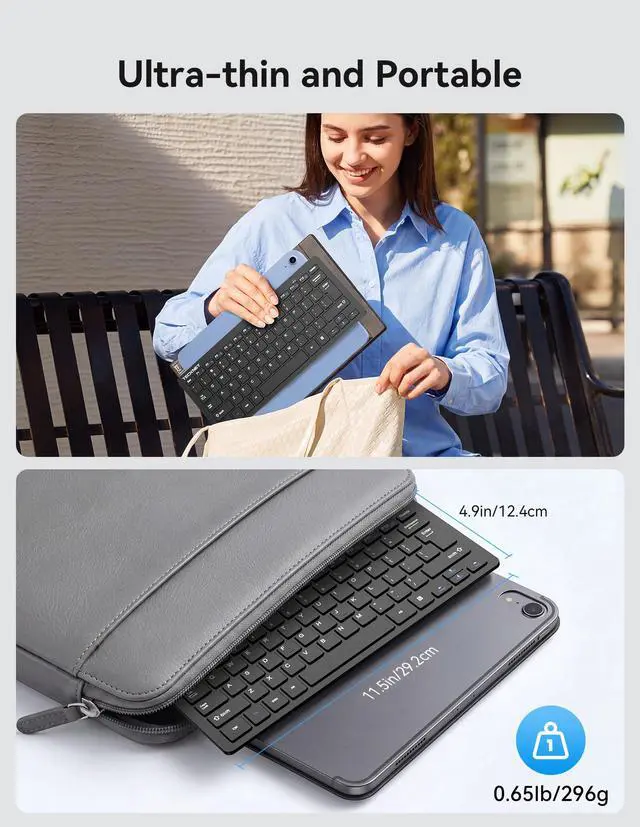 Alt view image 2 of 7 - 2.4G Wireless Keyboard - Mini Compact Keyboard with Media Hotkeys, 12-Month Battery Life, Compatible with PC, Desktop, Laptop, Smart TV - Black
