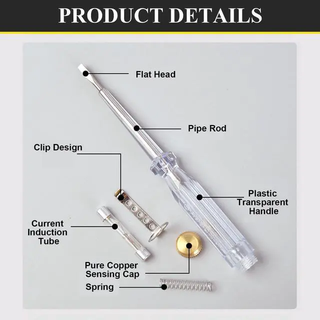 Alt view image 3 of 7 - Test Screwdriver, Voltage Detector Pen Light Circuit Tester Electric Test Pen Screwdriver Neon Tube AC/DC 100-500V Clear 1pcs
