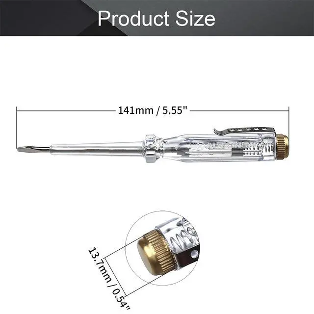 Alt view image 2 of 7 - Test Screwdriver, Voltage Detector Pen Light Circuit Tester Electric Test Pen Screwdriver Neon Tube AC/DC 100-500V Clear 1pcs