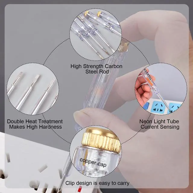 Alt view image 4 of 7 - Test Screwdriver, Voltage Detector Pen Light Circuit Tester Electric Test Pen Screwdriver Neon Tube AC/DC 100-500V Clear 1pcs