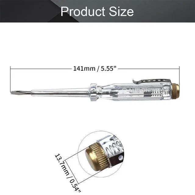 Alt view image 3 of 7 - 2Pcs Test Screwdriver Voltage Detector Pen, AC/DC 100-500V, Neon Tube Light Display, Circuit Tester with Slotted and Cross-Recess Tips
