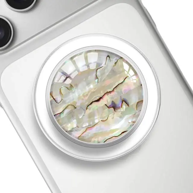 Main image of Clear Crystal Natural Sea Shell Mother of Pearl Transparent Magnetic Phone Grip Compatible with MagsafeCollapsible Mobile Phones Stand Holder for Smartphone Tablet - Colorful