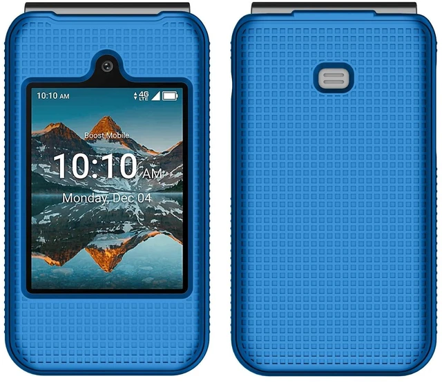 Alt view image 2 of 7 - Grid Series for Consumer Cellular Iris Easy Flip Phone (2024) Case - Blue