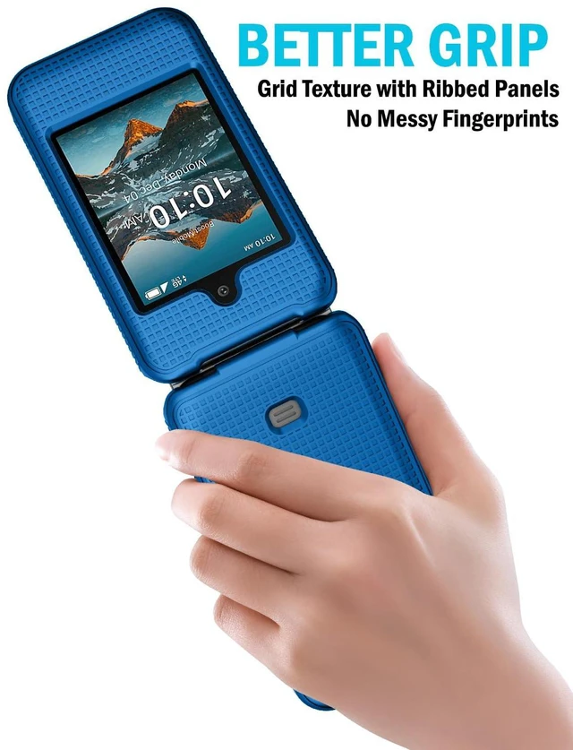 Alt view image 3 of 7 - Grid Series for Consumer Cellular Iris Easy Flip Phone (2024) Case - Blue