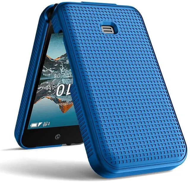 Alt view image 4 of 7 - Grid Series for Consumer Cellular Iris Easy Flip Phone (2024) Case - Blue