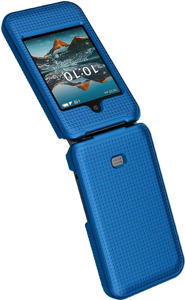 Alt view image 5 of 7 - Grid Series for Consumer Cellular Iris Easy Flip Phone (2024) Case - Blue