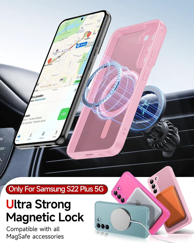 Alt view image 3 of 7 - for Samsung Galaxy S22-Plus Case: Magsafe Slim Sleek Translucent, Pink