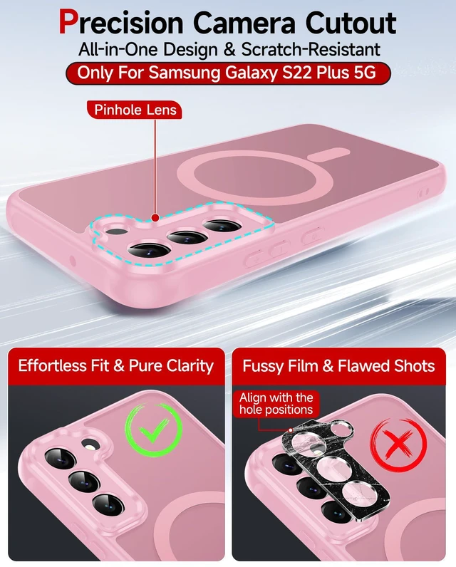 Alt view image 5 of 7 - for Samsung Galaxy S22-Plus Case: Magsafe Slim Sleek Translucent, Pink