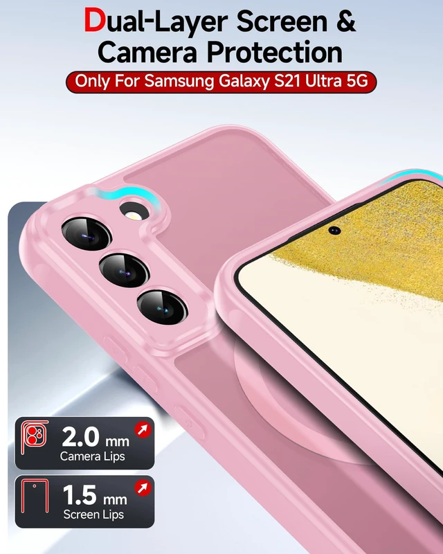 Alt view image 6 of 7 - for Samsung Galaxy S22-Plus Case: Magsafe Slim Sleek Translucent, Pink