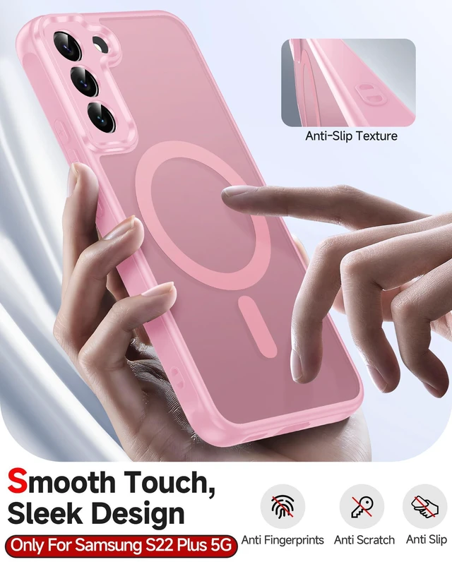Alt view image 7 of 7 - for Samsung Galaxy S22-Plus Case: Magsafe Slim Sleek Translucent, Pink