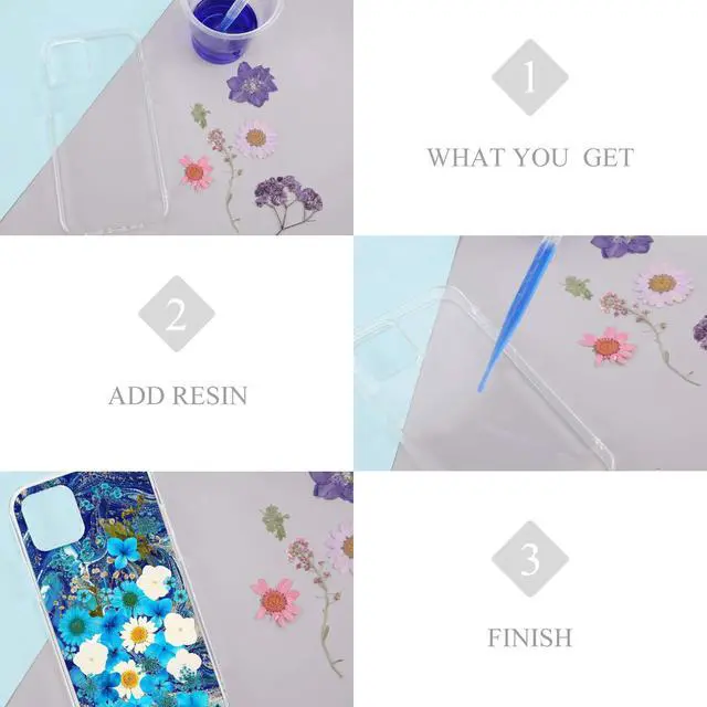 Alt view image 3 of 7 - 4 Pieces Clear DIY Phone Case Compatible with iPhone 12/12 Pro 6. 1 Inch Transparent Epoxy Resin Anti-Slip Mobile Phone Junk Cases Including 2 Hard Shells and 2 Soft Shells