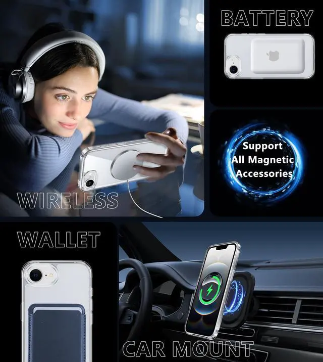 Alt view image 7 of 7 - for iPhone 16e Case Compatible with Magsafe, Clear