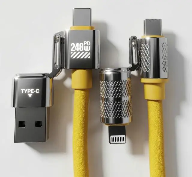 Alt view image 2 of 7 - 240 Watt Universal Cable, USB C, USB A, Lightning, Compatible for Laptop, Phones, Tablet, Electric toothbrush, Kindle, Headphones, Kitchen Appliances, Power Bank, Tv, Heating Pad, Camera, Gadget, 3'5"