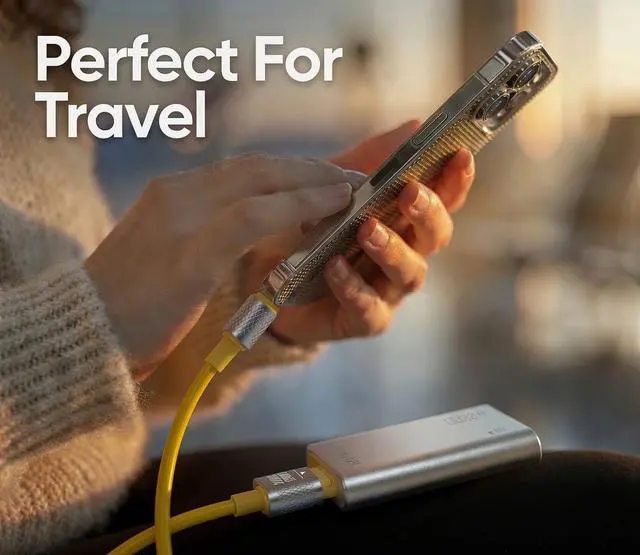 Alt view image 6 of 7 - 240 Watt Universal Cable, USB C, USB A, Lightning, Compatible for Laptop, Phones, Tablet, Electric toothbrush, Kindle, Headphones, Kitchen Appliances, Power Bank, Tv, Heating Pad, Camera, Gadget, 3'5"